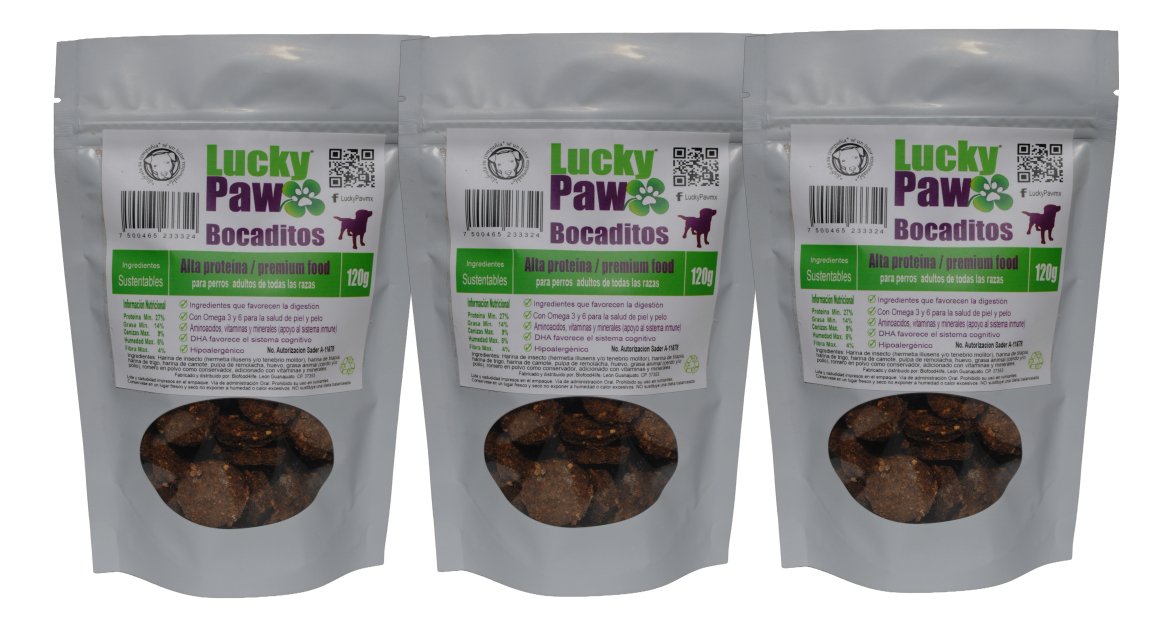 Premios Perro Lucky Paw Proteína Insecto Saludables 3pack