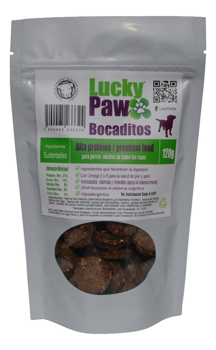 Kit Premios Perro + Gato Lucky Paw Proteína Insecto Y Tilapia Hipoalergénicos Saludables 120g C/u - Imagen 2